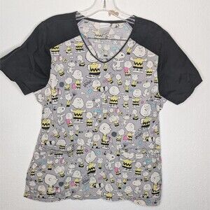 Snoopy Peanuts Scrub Top Shirt Women's Size M Charlie Brown (494)